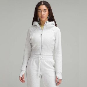 lululemon Scuba Cropped Full-Zip Hoodie Heathered Core Ultra Light Grey 6